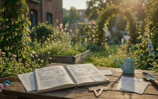 Gartenplanung für Anfänger – handgeschriebener Gartenplan im Notizbuch